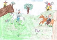 Dibujo del Quijote de un alumno de 1º