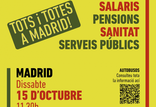 Intersindical Valenciana dona suport a la mobilització en defensa de salaris, pensions, sanitat i serveis públics